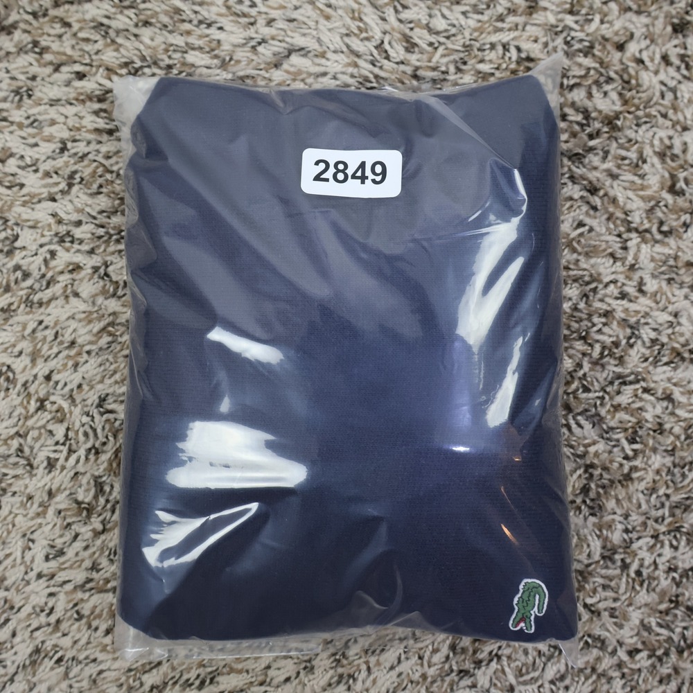 Lacoste V-Neck Sweater Size 5/Large Preppy Classic Navy Blue Cotton Knit Logo - Picture 12 of 12